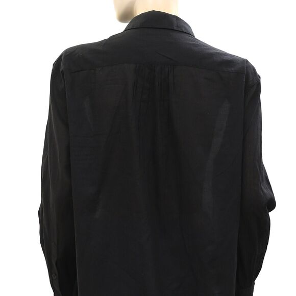 Nili Lotan Daniel Voile Tuxedo Pintucked Buttondown Tunic Shirt Top M NEW 281709 - Picture 7 of 8